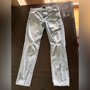 Light Blue Ripped Straight Leg Jeans